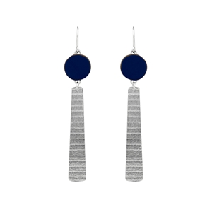 Navy long stripe earrings