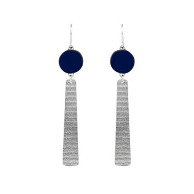 Navy long stripe earrings