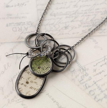 Necklace with oval postcard and map circle | Contemporary Necklaces ...