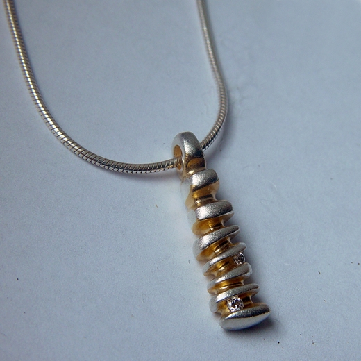 Small Jewelled Pebble Stack Pendant