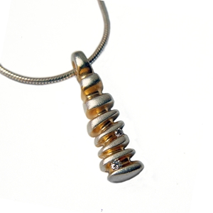 Small jewelled pebble Stack pendant