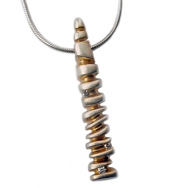 Jewelled pebble stack pendant
