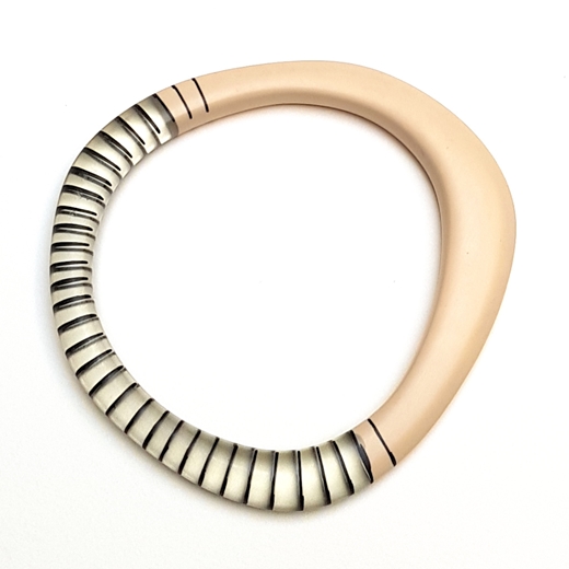 nude resin bangle with black stripes