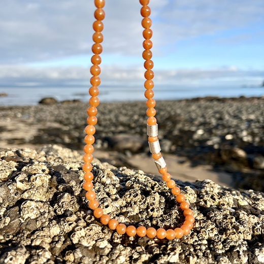 rolled wave necklace orange aventurine