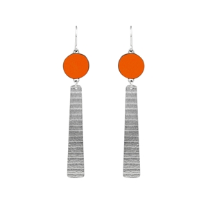 orange long stripe earrings