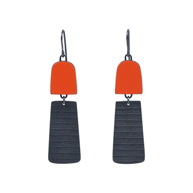 orange minimalist stripe earrings