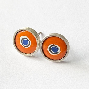 Coloured Circle stud - Orange