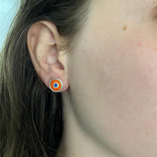 Coloured Circle stud - Orange