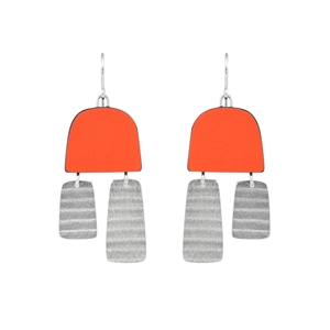 Orange two part stripe earrings