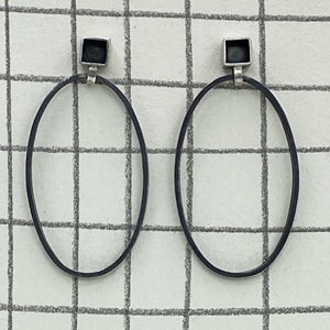 Box Hanging Earrings with Hoop