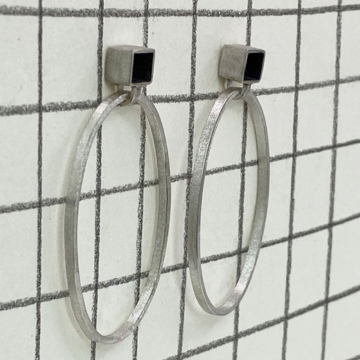 Box Hanging Earrings with Hoop