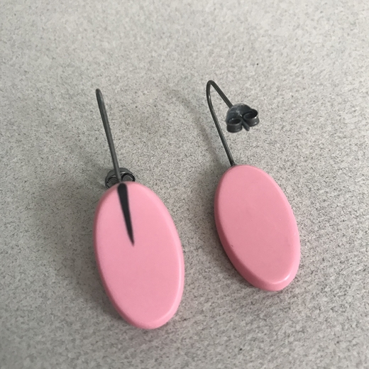 Pink oval drop earrings