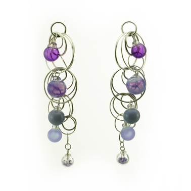 Quintuple Bubble Earrings - Purples