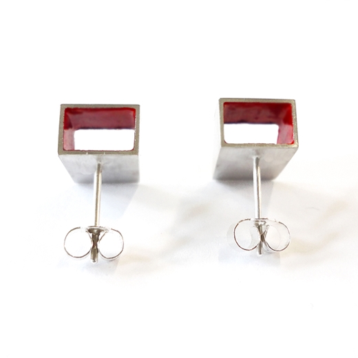 Red & Silver Tube Studs
