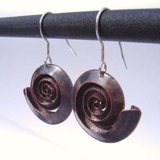 Swirl copper earrings | Earrings by Debbie Long