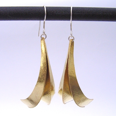 Three fold brass earrings