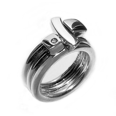 Silver ring set with diamond | Contemporary Rings by Paul Finch ...