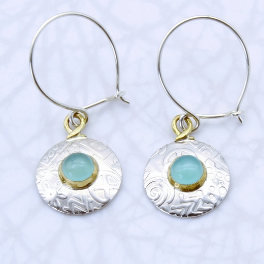 round earrings aqua chalcedony 8