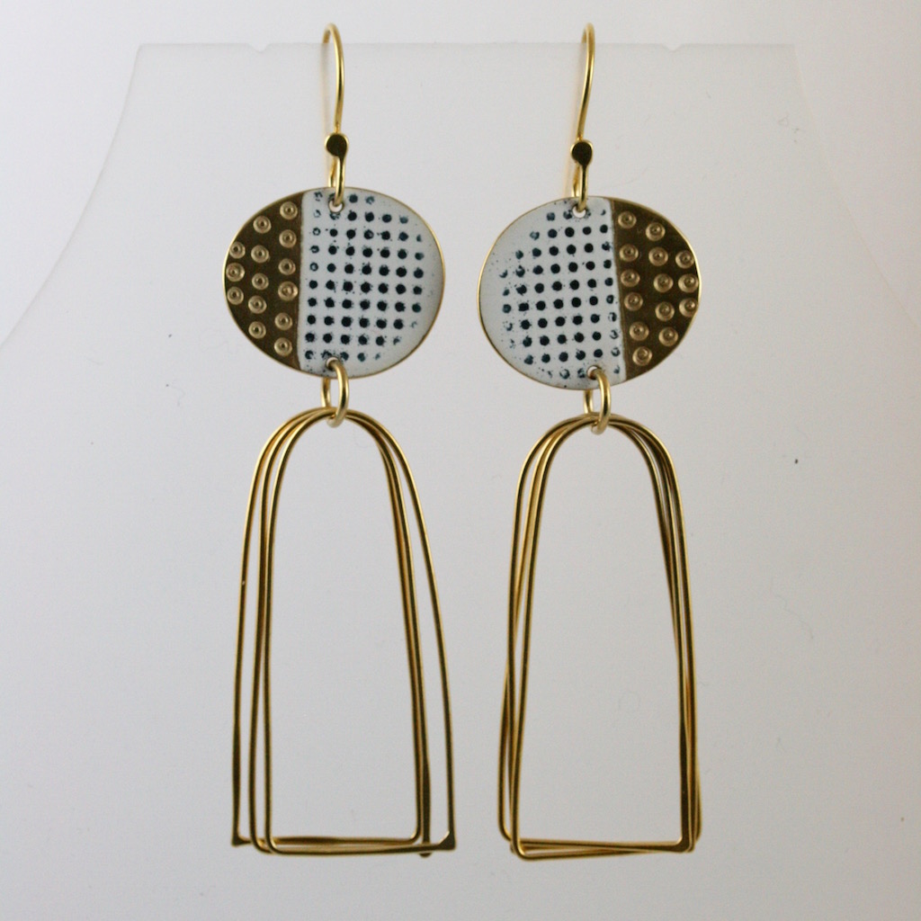 Island Earrings with Arch Loops White | Earrings by Caroline Finlay
