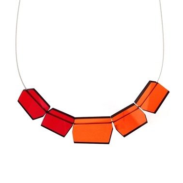 Shard necklace in orange and red