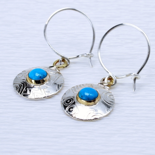 Round earrings, turquoise, 7