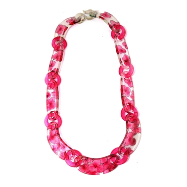Pink Tiny Hydrangea Chain Necklace