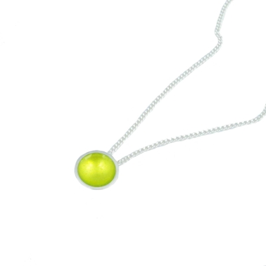 Tiny Silver and Enamel Pendant - Lime
