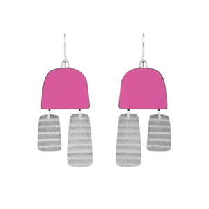 Pink two part stripe earrings