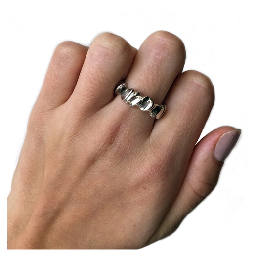 Silver Twist Ring on finger