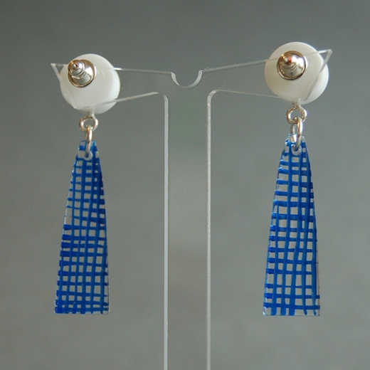 blue weave short drop earrings back